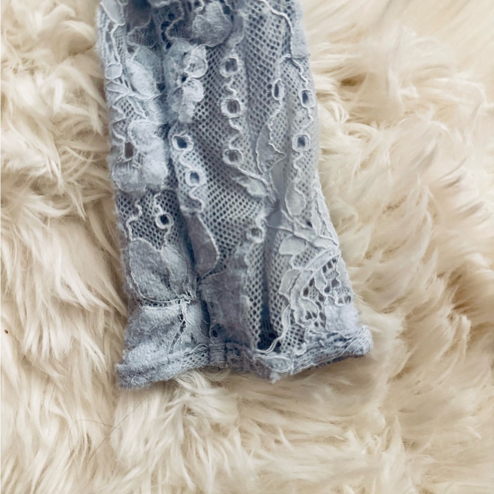 Lace Long-Sleeve Bodysuit in Light Blue - Picture 6 of 6